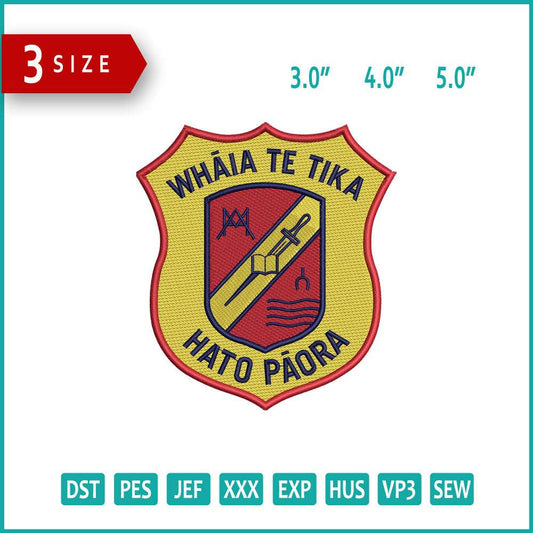 Hato Paora Logo Embroidery Design Files - 3 Size's