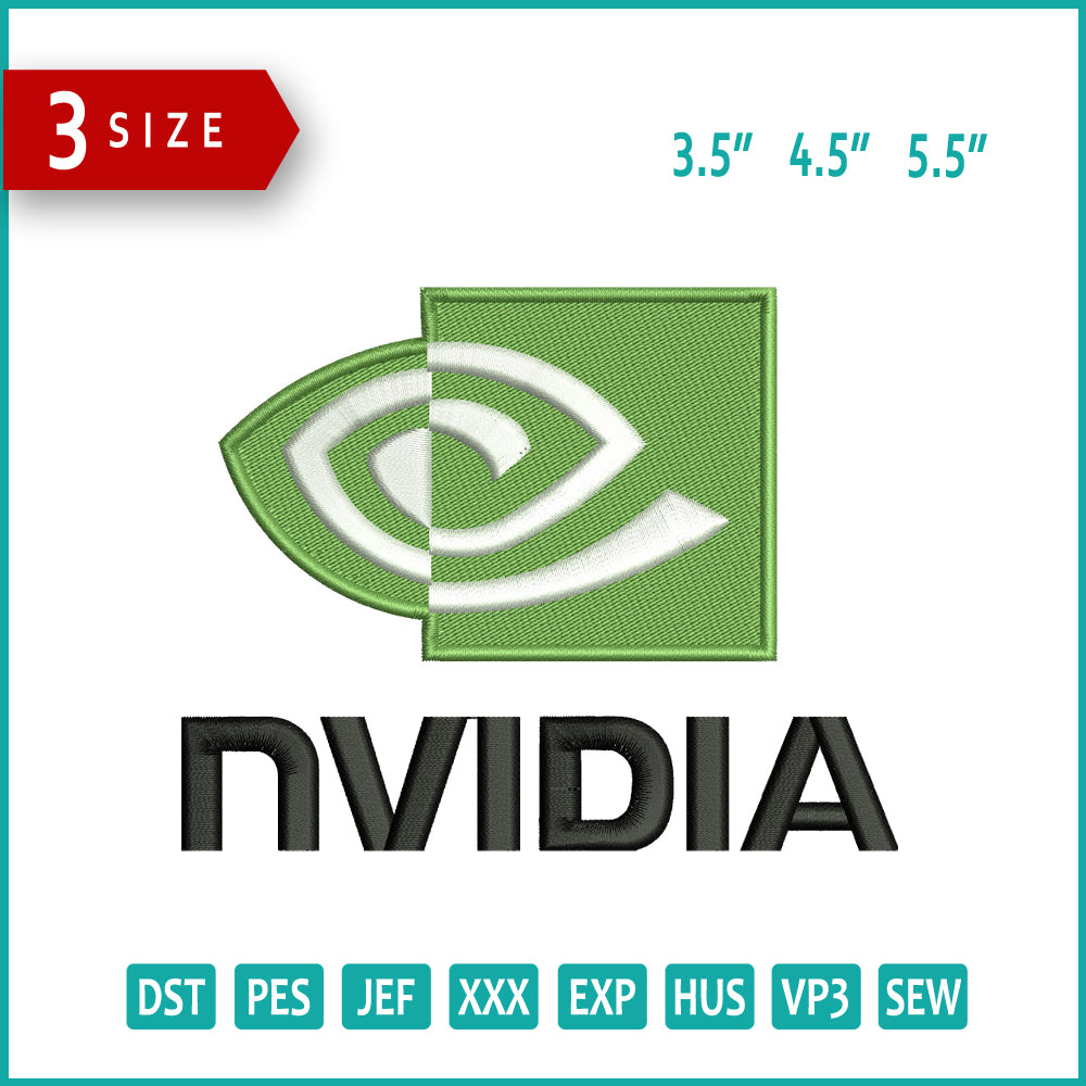 Nvidia Logo Embroidery Design Files - 3 Size's