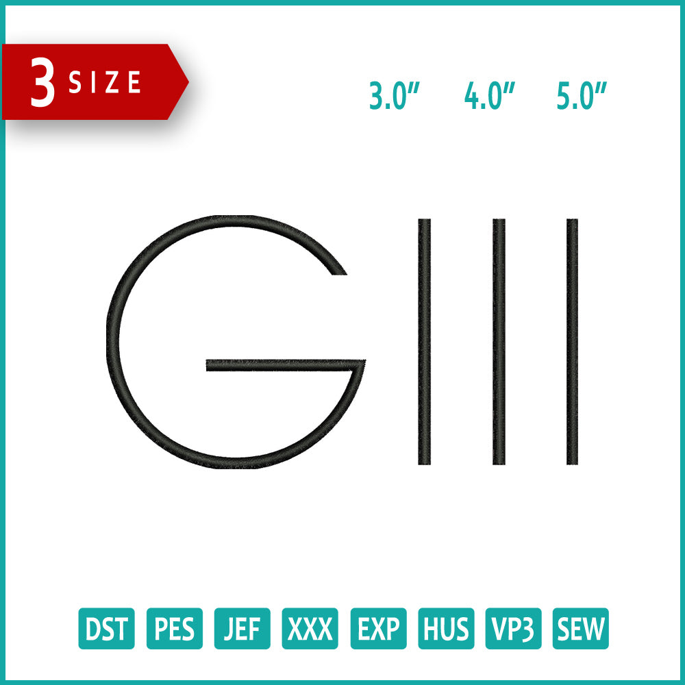 G-III Apparel Group Logo Embroidery Design Files - 3 Size's