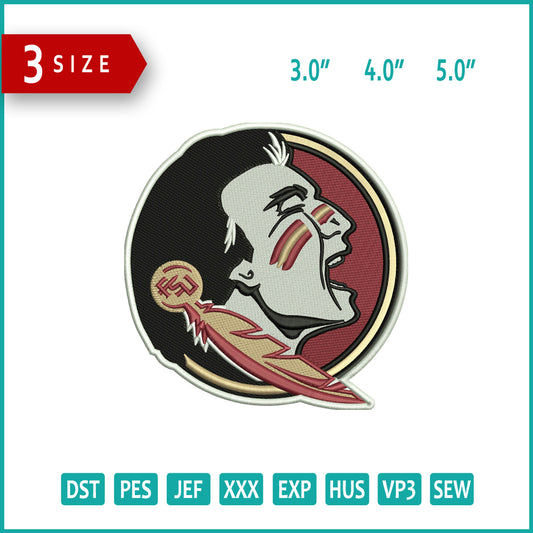 Florida State Seminoles Logo Embroidery Design Files - 3 Size's