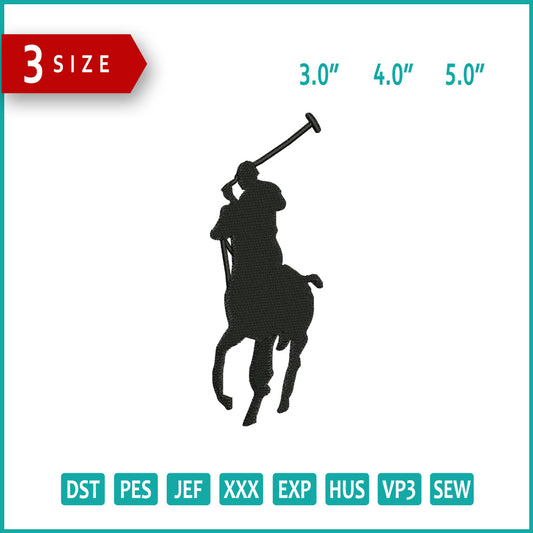 Polo Horse Logo Embroidery Design Files - 3 Size's