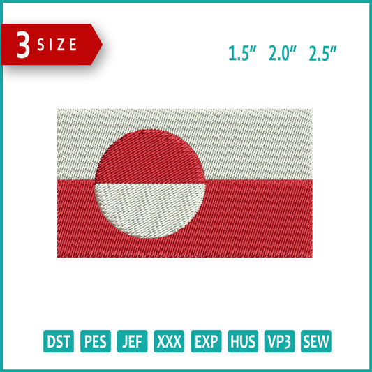 Greenland Flag Embroidery Design Files - 3 Size's