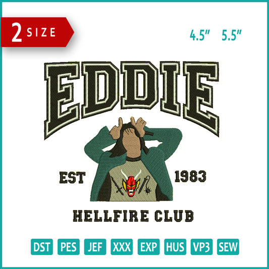 Eddie Est 1983 Hellfire Club Embroidery Design Files - 2 Size's