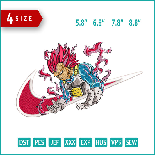 Vegeta Ultra Swoosh Embroidery Design Files - 4 Size's