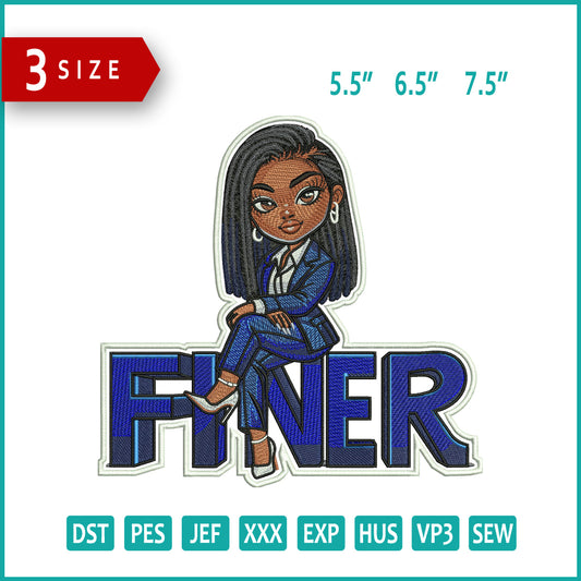 Finer Girl Embroidery Design Files - 3 Size's