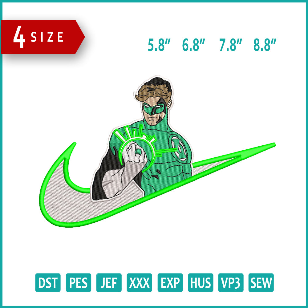 Green Lantern Swoosh Embroidery Design Files - 4 Size's