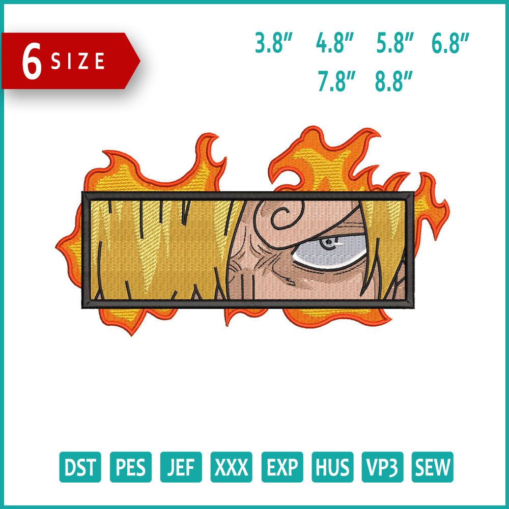 Sanji Eyes Fire Embroidery Design Files - 6 Size's