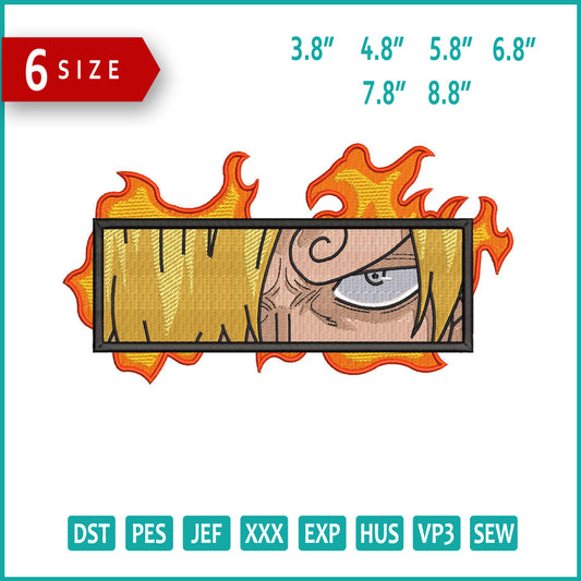 Sanji Eyes Fire Embroidery Design Files - 6 Size's