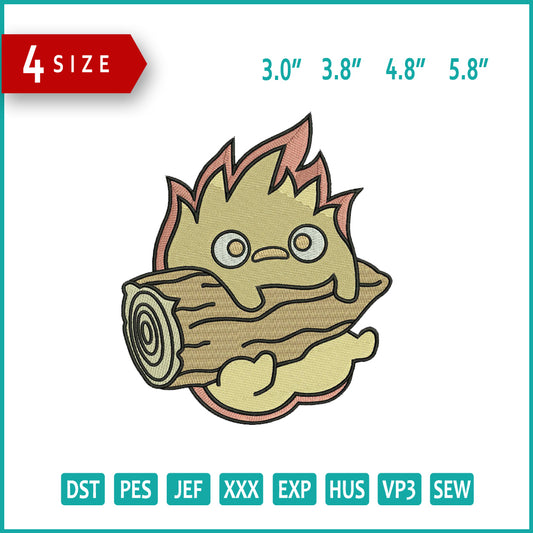 Calcifer Embroidery Design Files - 4 Size's