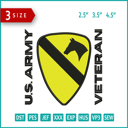 US Army Veteran Embroidery Design Files - 3 Size's