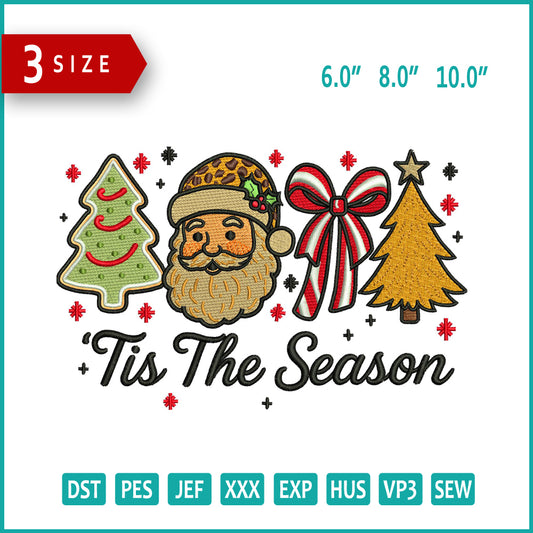 Tis The Season Christmas Embroidery Design Files - 3 Size's