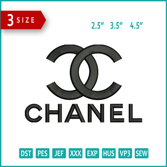 Chanel Logo Embroidery Design Files - 3 Size's