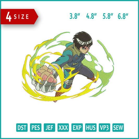 Rock Lee Lighting Embroidery Design Files - 4 Size's