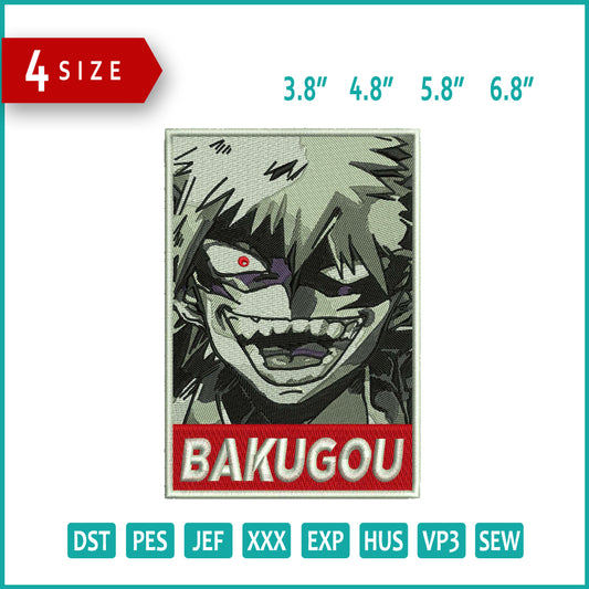 Katsuki Bakugo Embroidery Design Files - 4 Size's
