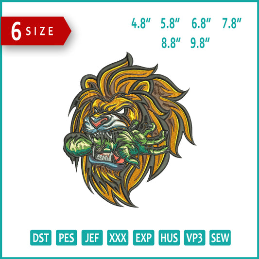 Lion v3 Embroidery Design Files - 6 Size's
