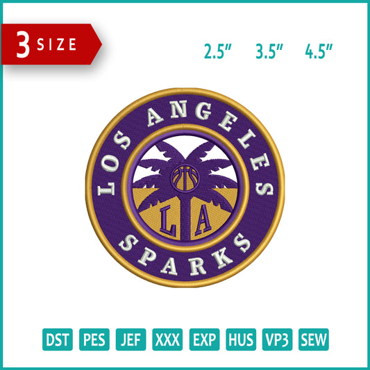 Los Angeles Sparks Logo Embroidery Design Files - 3 Size's