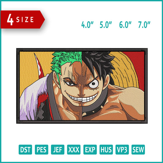Luffy x Zoro Embroidery Design Files - 4 Sizes
