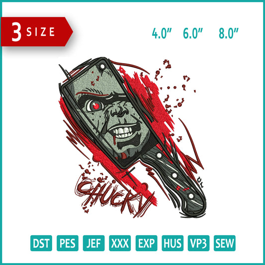 Chucky SAW Embroidery Design Files - 3 Size's