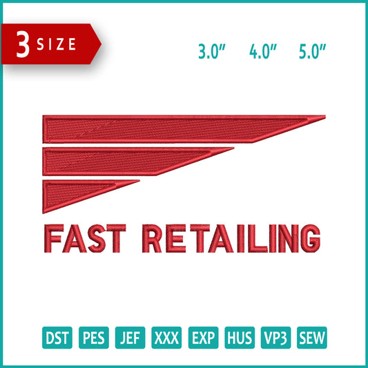 Fast Retailing Logo Embroidery Design Files - 3 Size's