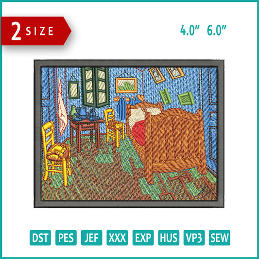 The Bedroom Embroidery Design Files - 2 Size's