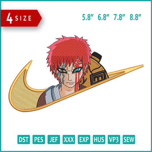 Gaara Swoosh Embroidery Design Files - 4 Size's