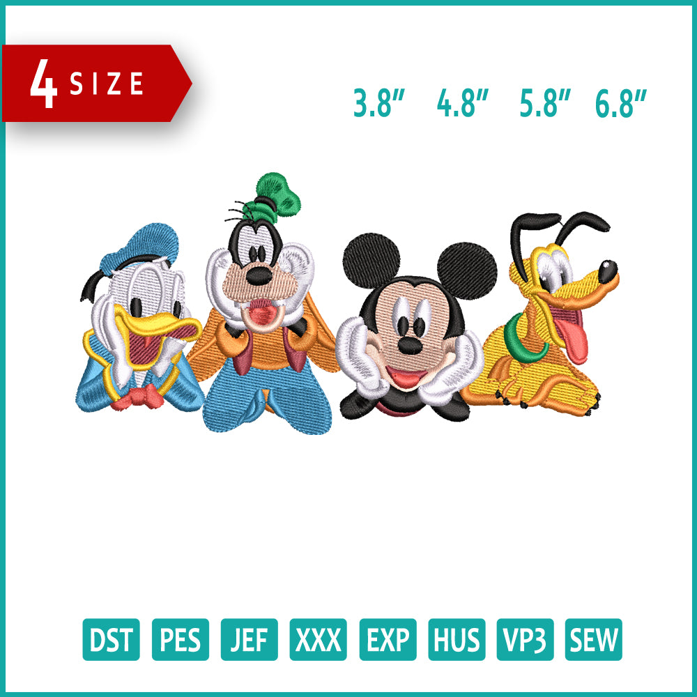 Mickey & Friends Embroidery Design Files - 4 Size's