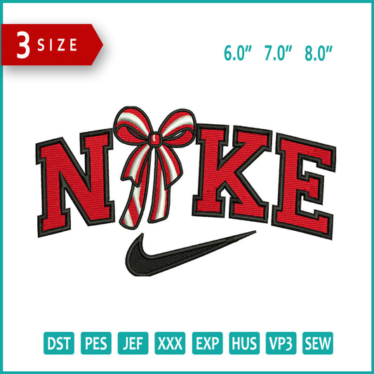 Nike Christmas Bow Embroidery Design Files - 3 Size's