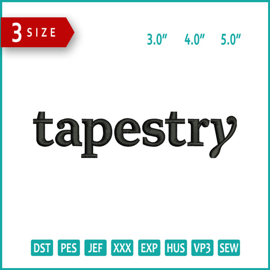 Tapestry Logo Embroidery Design Files - 3 Size's