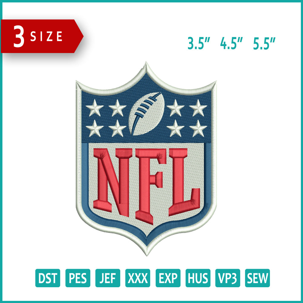 NFL Logo Embroidery Design Files - 3 Size's