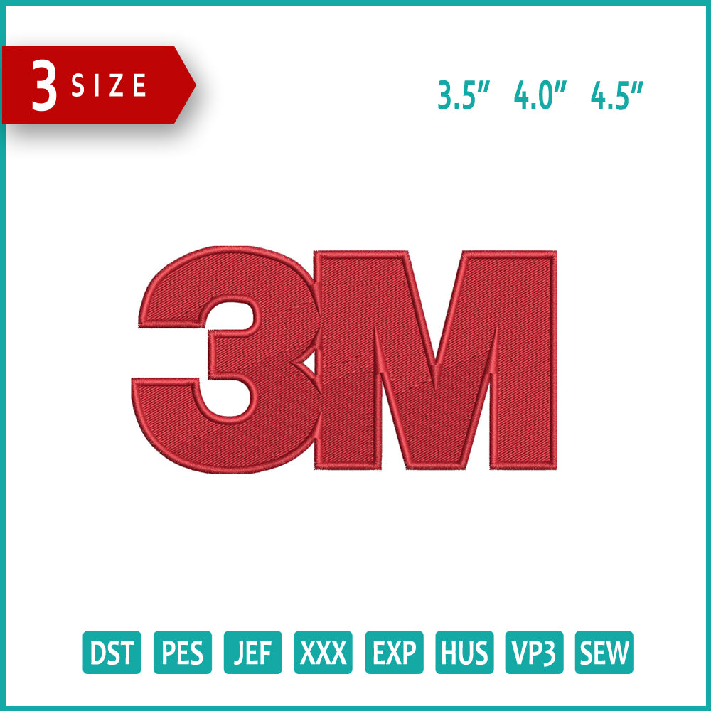 3M Logo Embroidery Design Files - 3 Size's