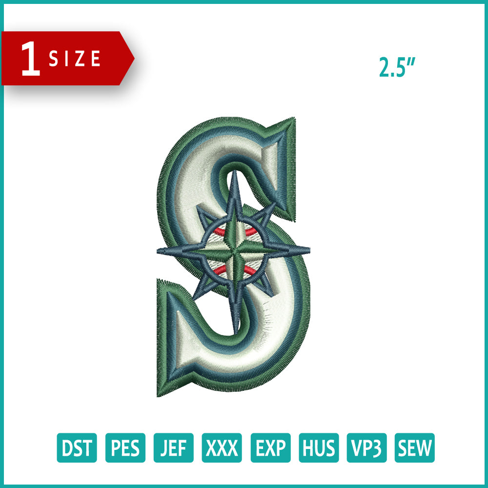 S 3D Logo Embroidery Design Files - 1 Size