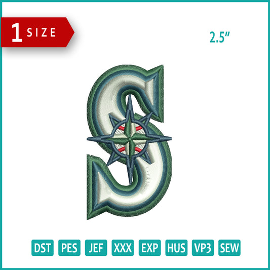 S 3D Logo Embroidery Design Files - 1 Size