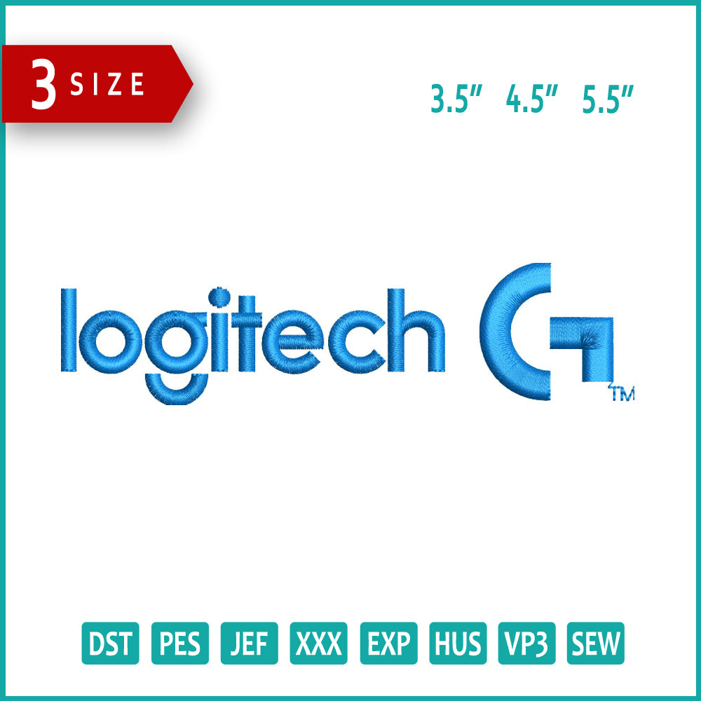 Logitech Monogram Logitech Logo Embroidery Design Files - 3 Size's – Online Embroidery ...