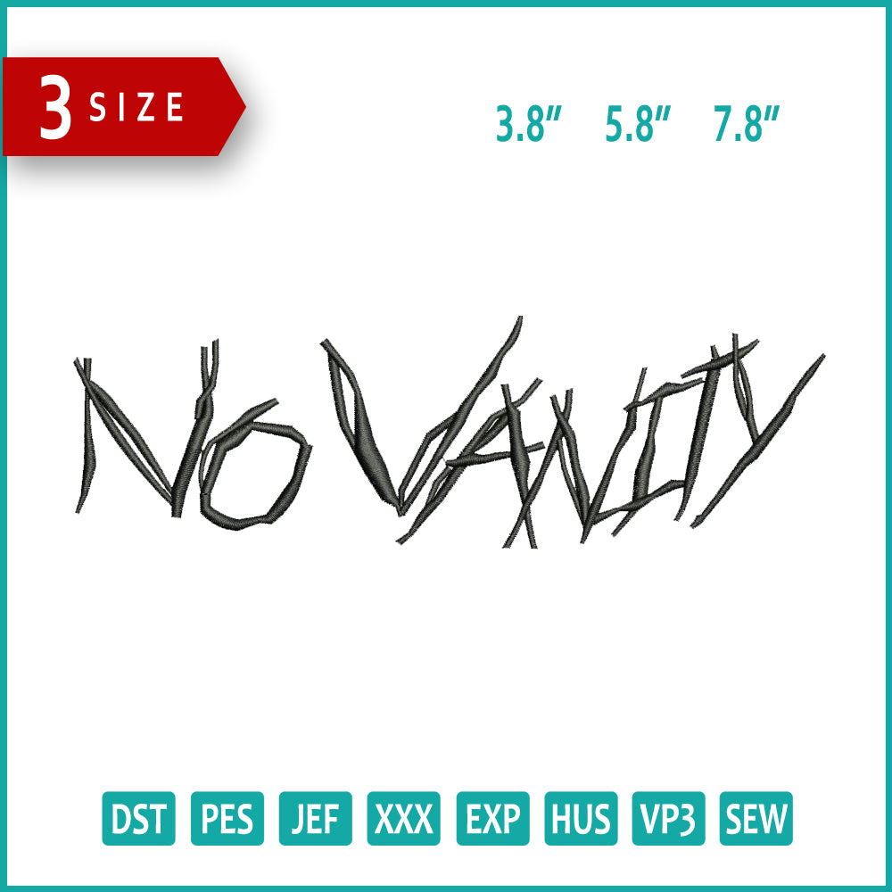 No Vanity Tattoo Embroidery Design Files - 3 Size's
