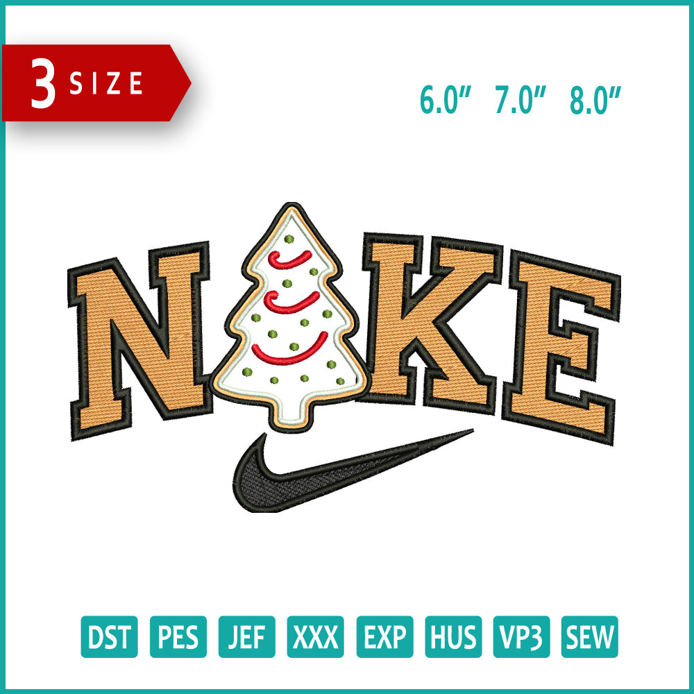 Nike Christmas Tree v2 Embroidery Design Files - 3 Size's