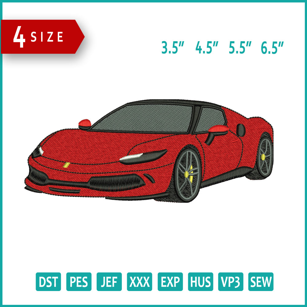 Ferrari SF90 Stradale Embroidery Design Files - 4 Size's