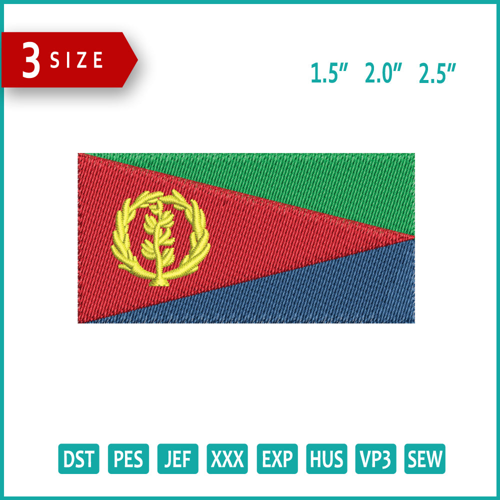 Eritrea Flag Embroidery Design Files - 3 Size's