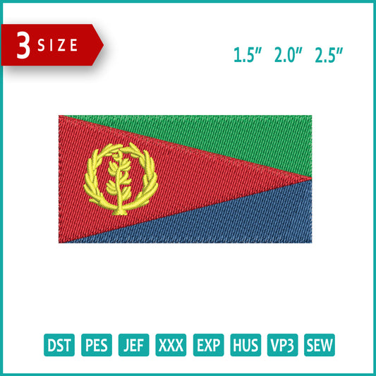 Eritrea Flag Embroidery Design Files - 3 Size's