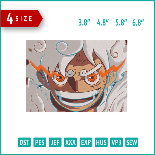 Monkey D Luffy v10 Embroidery Design Files - 4 Size's