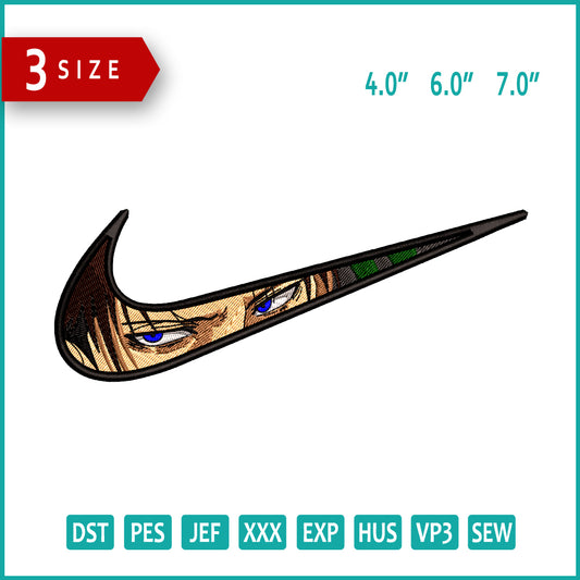 Levi Ackerman Swoosh v2 Embroidery Design Files - 3 Sizes