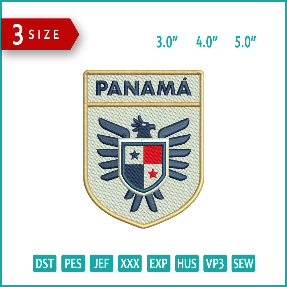 Panamanian Football Logo Embroidery Design Files - 3 Size's