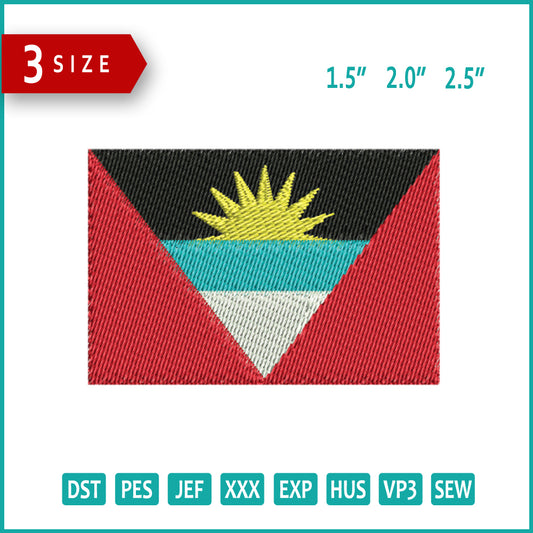 Antigua and Barbuda Flag Embroidery Design Files - 3 Size's