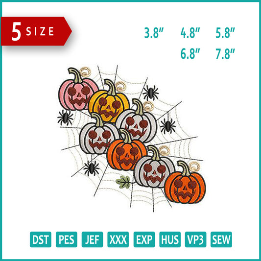 Spooky Pumpkin Family Embroidery Design Files - 5 Size's