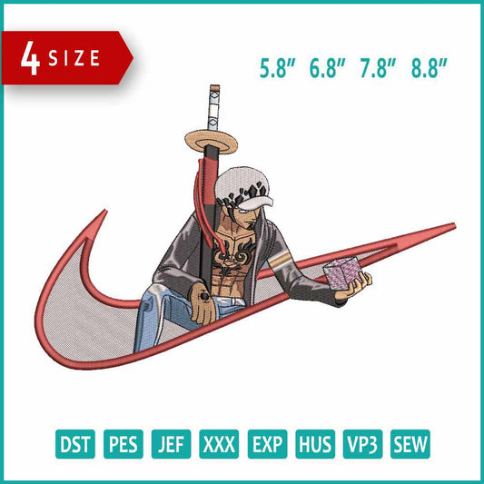 Trafalgar D Water Law Swoosh Embroidery Design Files - 4 Size's