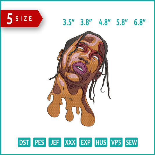 Travis Scott Face Embroidery Design Files - 5 Size's