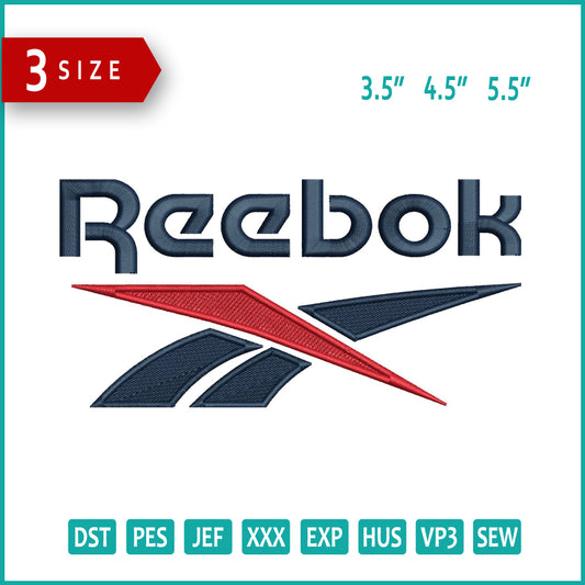 Reebok Embroidery Design Files - 3 Size's