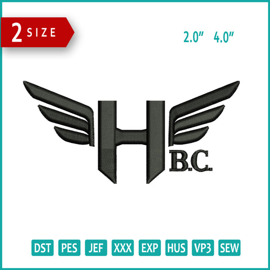 HBC Embroidery Files - 2 Size's