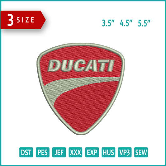 Ducati Logo Embroidery Design Files - 3 Size's