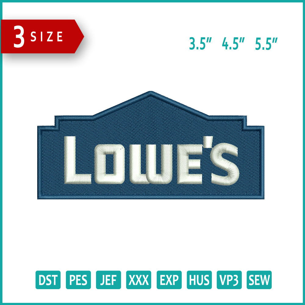 Lowes Logo Embroidery Design Files - 3 Size's
