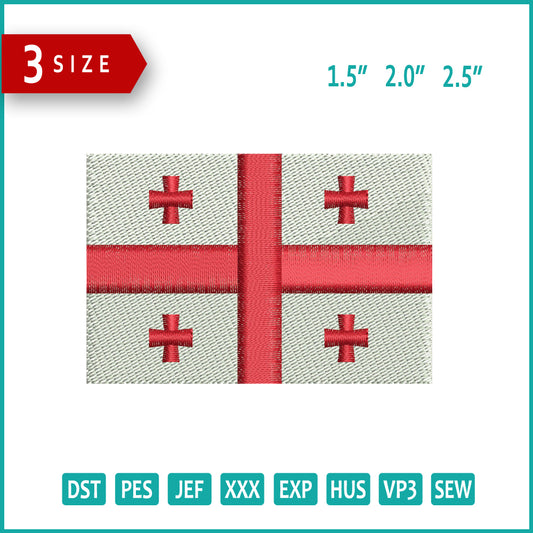 Georgia Flag Embroidery Design Files - 3 Size's